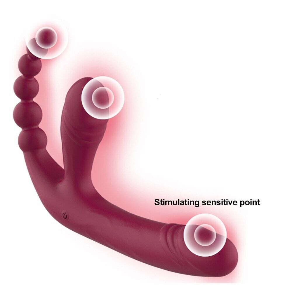 Vibrating Silicone Strapless Strap-On Anal G-spot Dildo Vibe Sex-toy for Lesbian