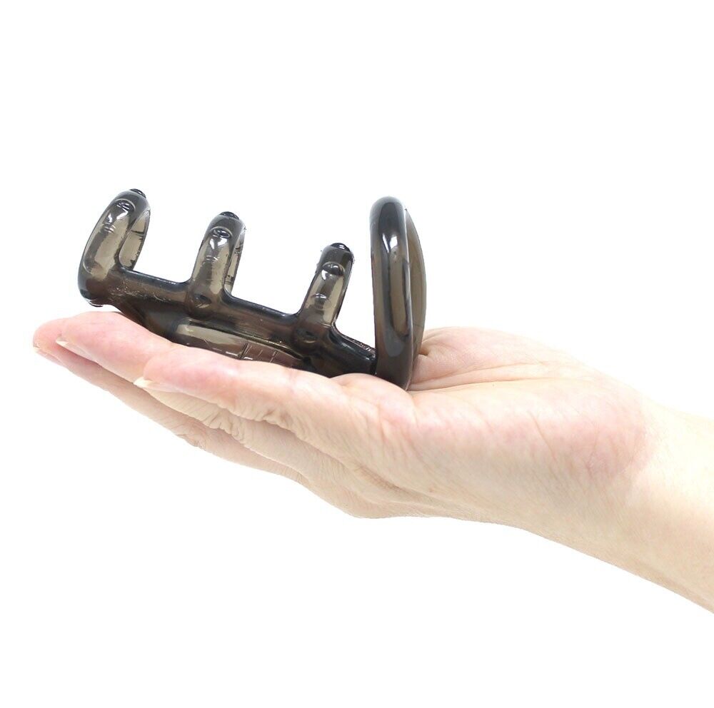 Vibrating Male Penis Ring Cock Cage Girth Enhancer Sleeve Sex Toys