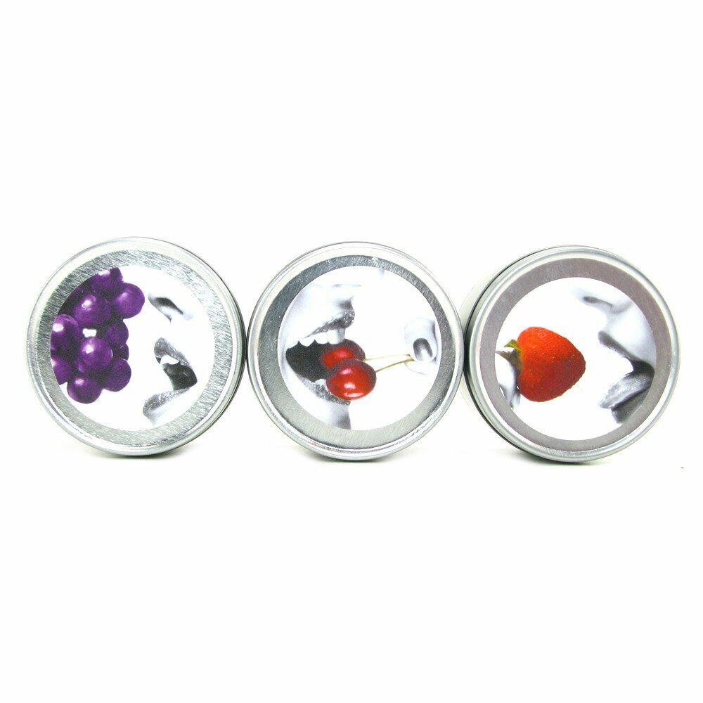 Earthly Body Edible Massage Oil Candle Sampler Cherry Grape Strawberry Flavored
