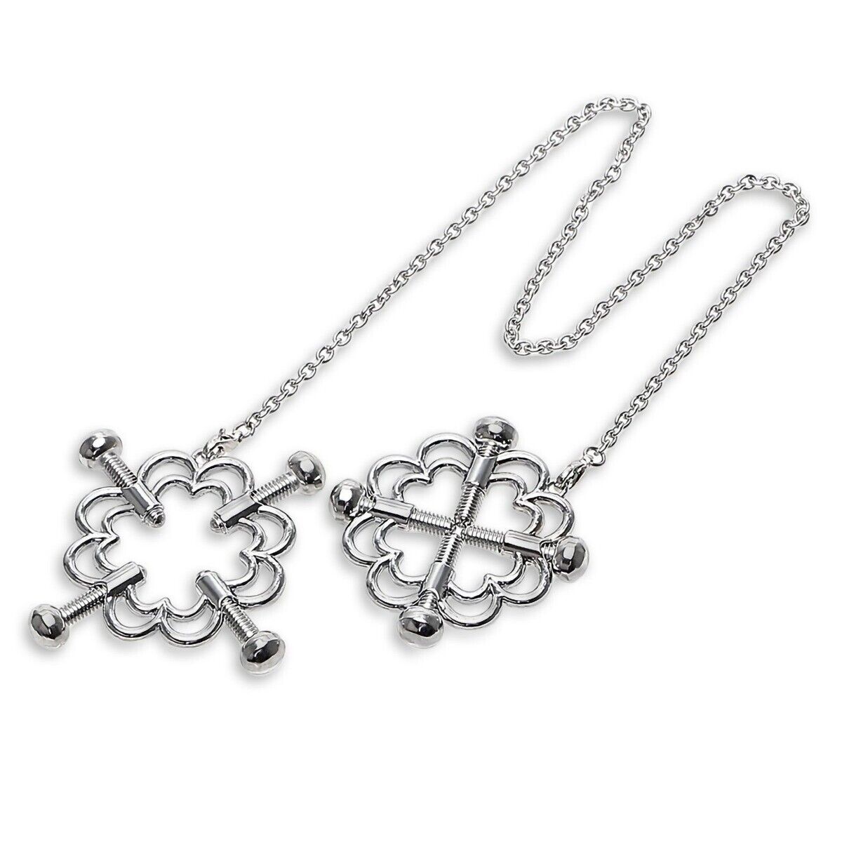 Stainless Steel Breast Nipple Clamps Clips Chain BDSM Bondage Sex Toys