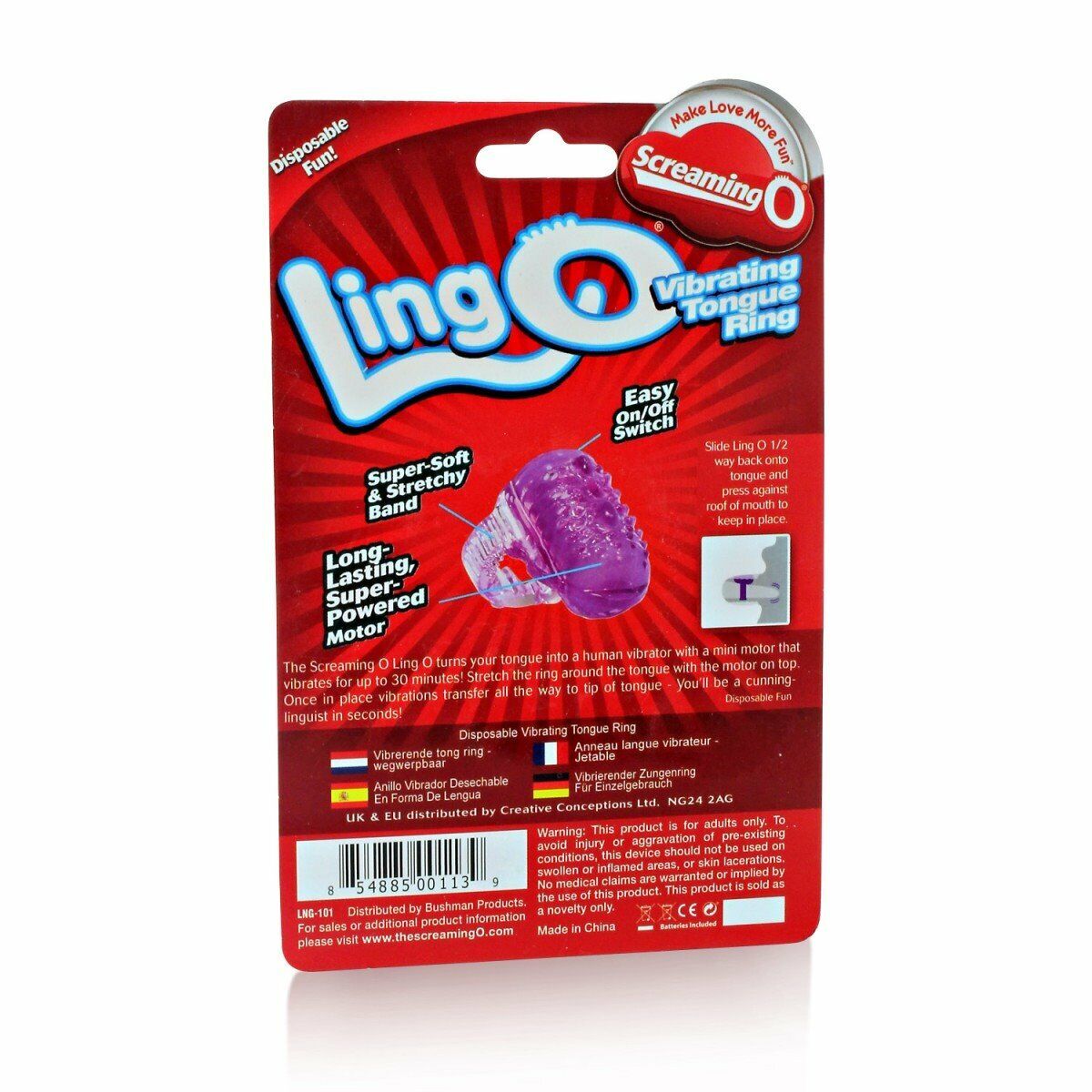 Disposable Screaming O Ling O Vibrating Tongue Ring Oral Sex Vibe Vibrator