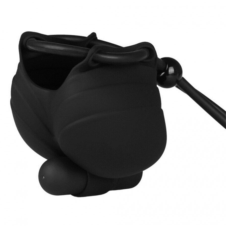 Vibrating Ball Testicle Scrotum Pouch Cinch Penis Cock Ring Male Enhancer Sextoy