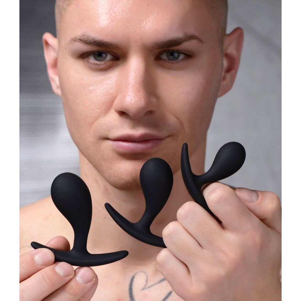 Master Series Dark Droplets 3 Piece Curved Silicone Anal Trainer Set