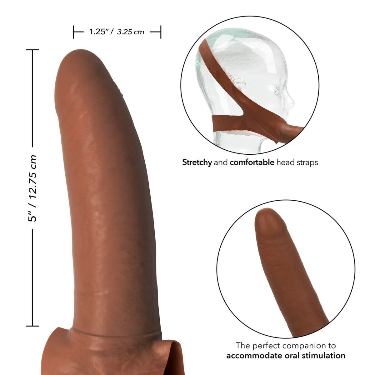 Accommodator Latex Dong Dildo Cock Oral Sex Accessory Chin Strap-on Sex Toy
