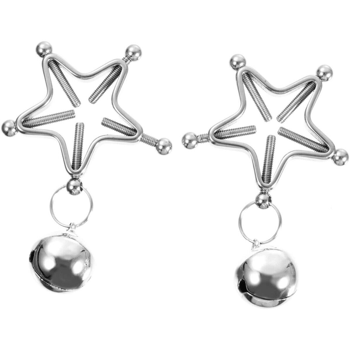 Metal Steel Screw-down Nipple Clamps Clip Press with Bells SM Bondage Sex Toys