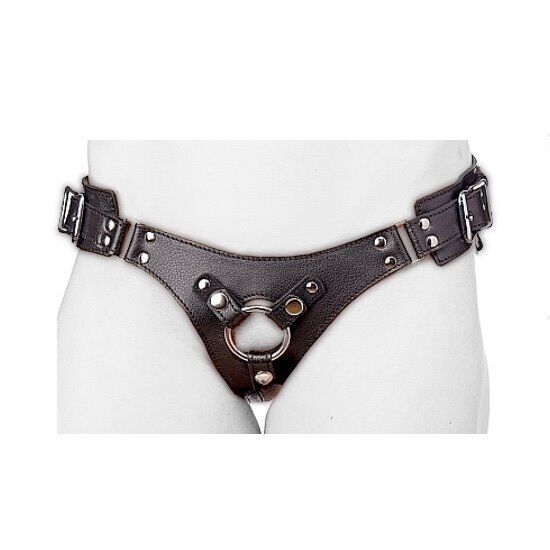 Faux Leather Bodice Corset Style Strap-On Harness with O Ring Sex-toys for Women