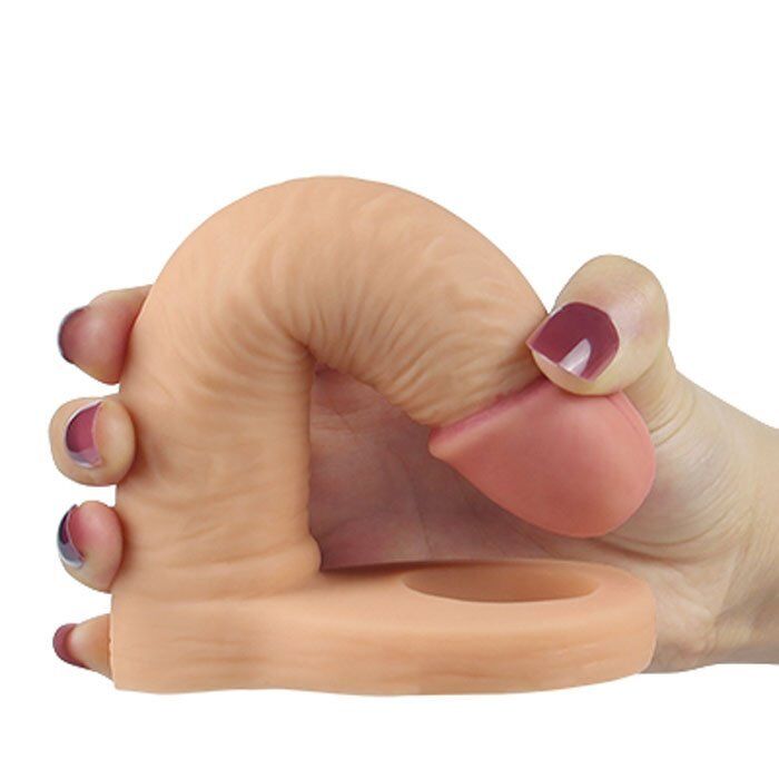 Vibrating Double Penetration DP Cock Ring Anal Sex Slim Dildo Dong Butt Plug