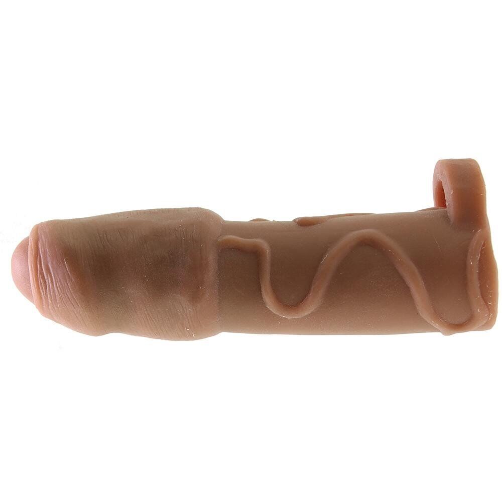 Vibrating Black Uncircumsized Uncut Cock Penis Extension Extender Sleeve Add 3"