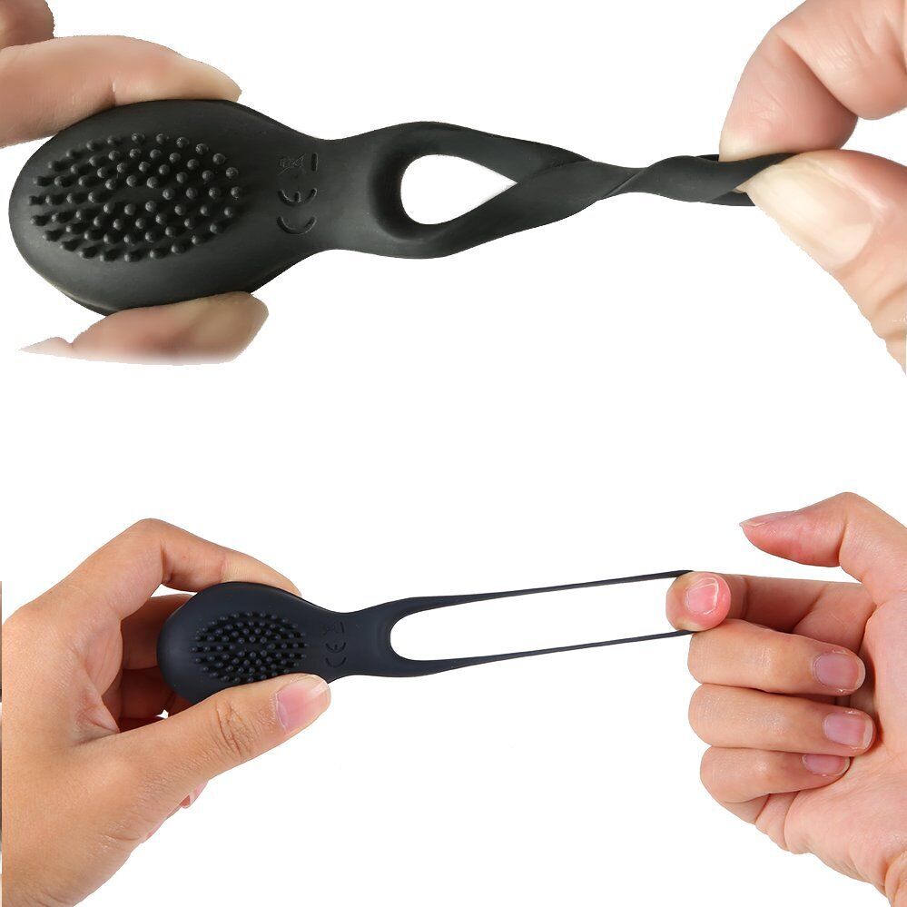 Rechargeable Silicone Clit Stimulator Penis Cock Ring Sex Toys for Men Couples