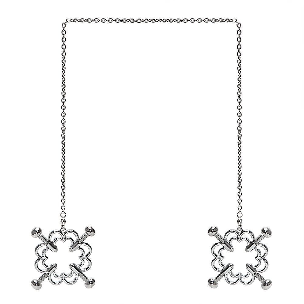 Stainless Steel Breast Nipple Clamps Clips Chain BDSM Bondage Sex Toys