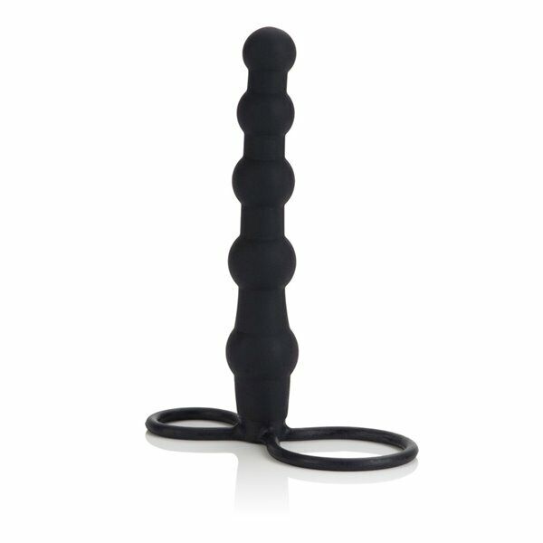 Silicone Dual Penetrator Double Penetration DP Anal Sex Beads Butt Plug CockRing