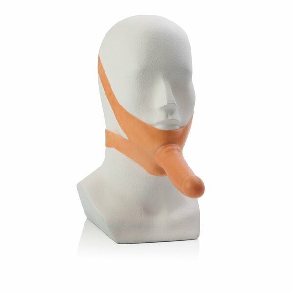 Accommodator Latex Dong Dildo Cock Oral Sex Accessory Chin Strap-on Sex Toy