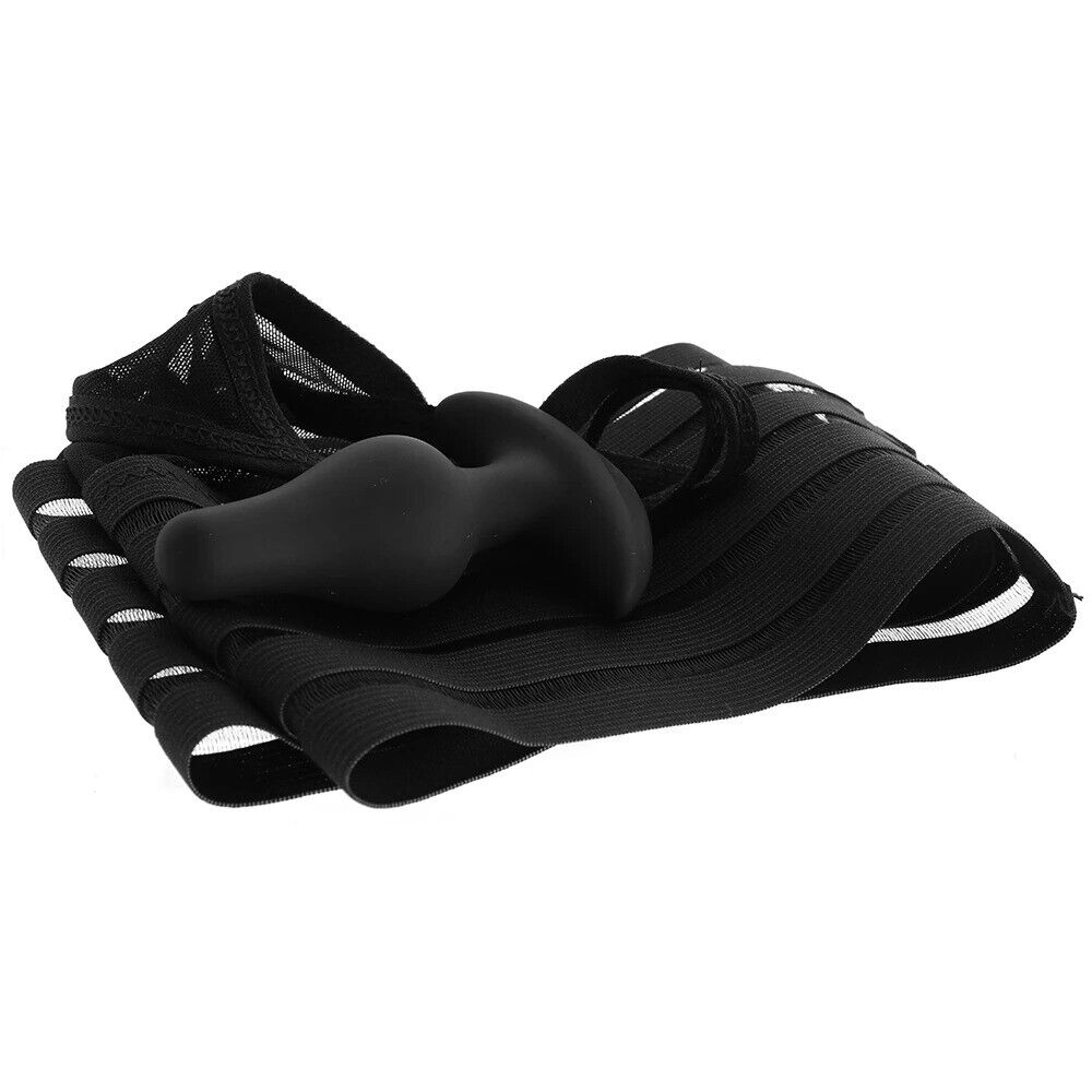 Hookup Love Garter Crotchless Panties and Wearable Anal Butt Plug XL -2XL