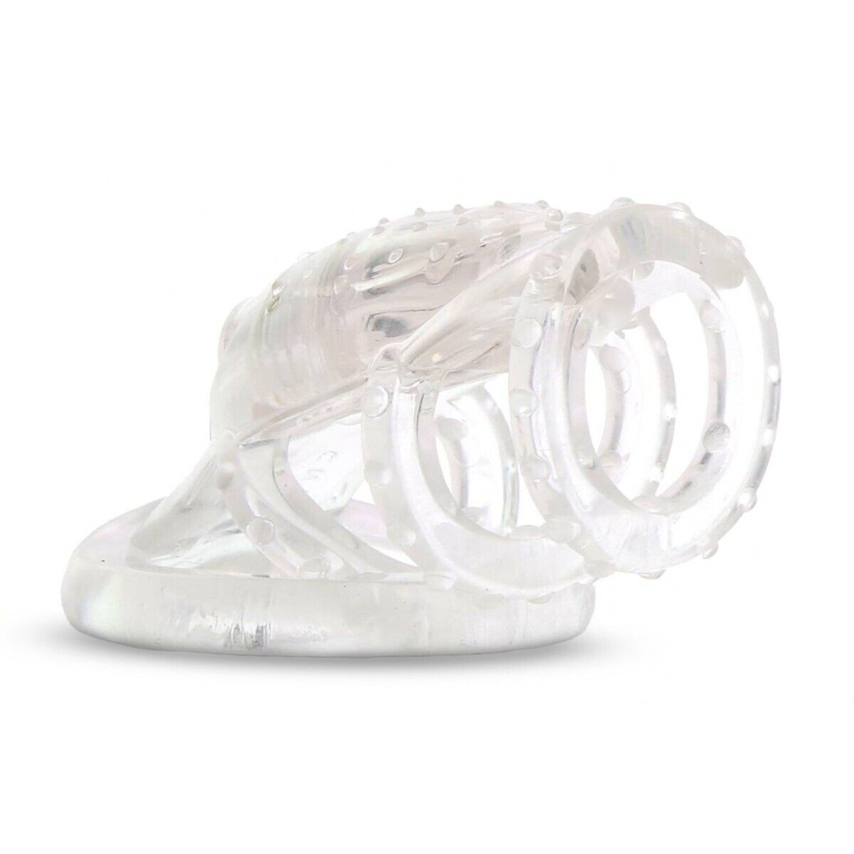 Clear Vibrating Power Cock Cage Penis Ring Sleeve Extension Girth Enhancer