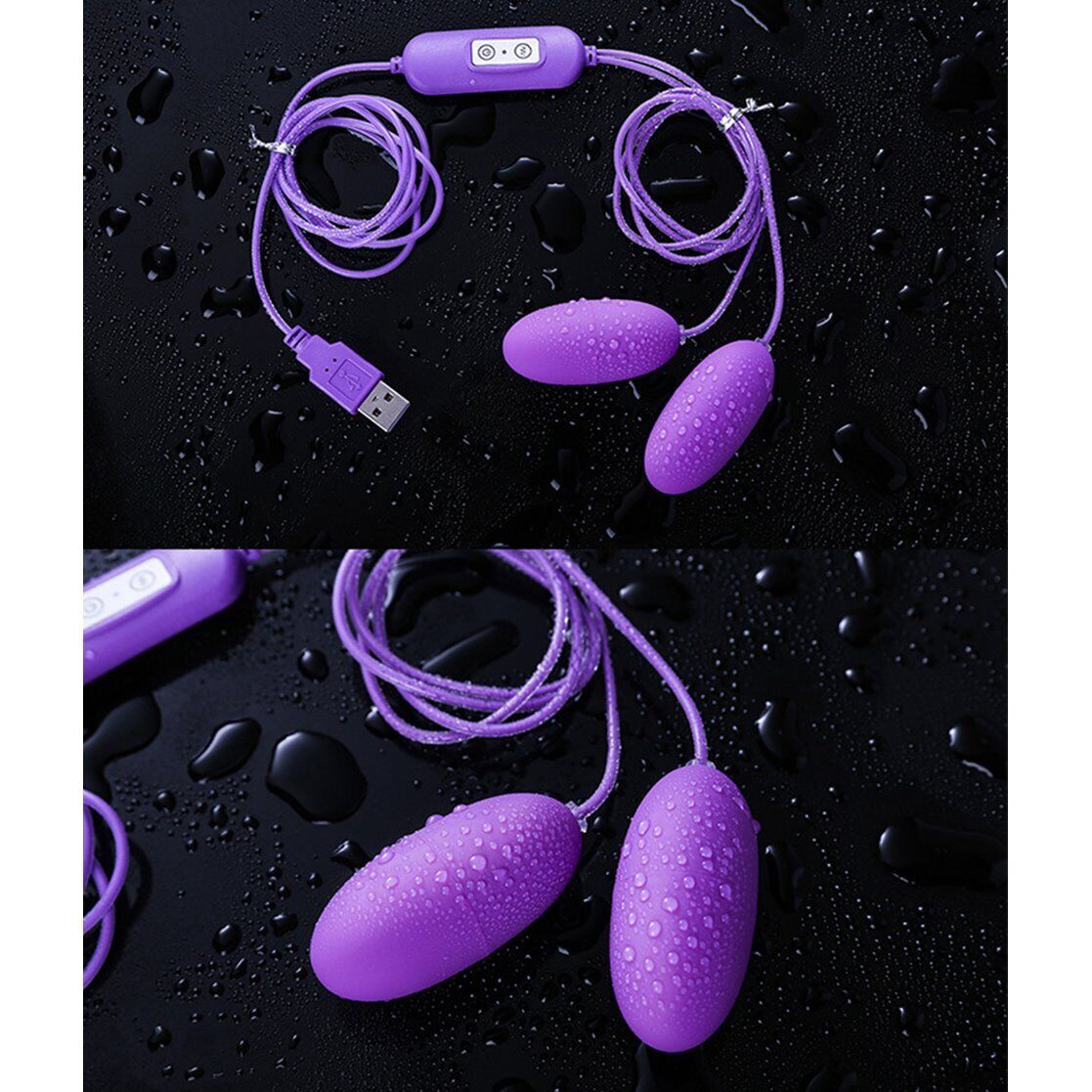 USB Powered Vibrating Double Dual Egg Bullet Clit Anal G-spot Vibe Vibrator