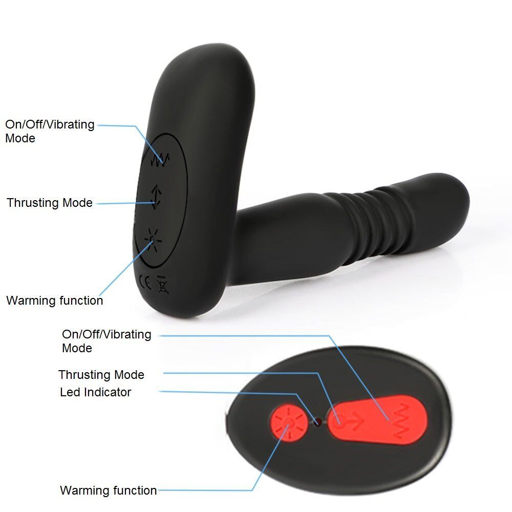 Wireless Warming Thrusting Anal Plug Vibe Prostate Massager for Men Women Couple