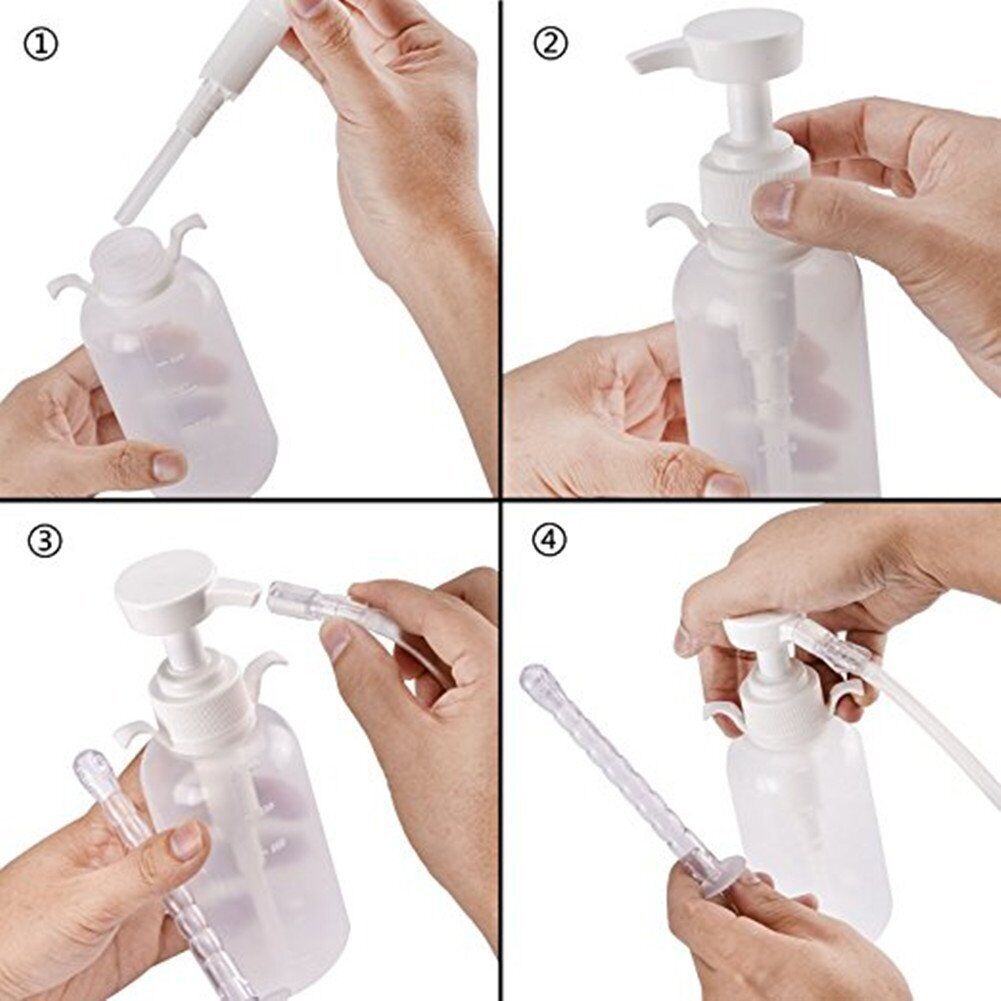 300ml Pump Action Douche Enema Bottle with Nozzle Vaginal Anal Cleaning