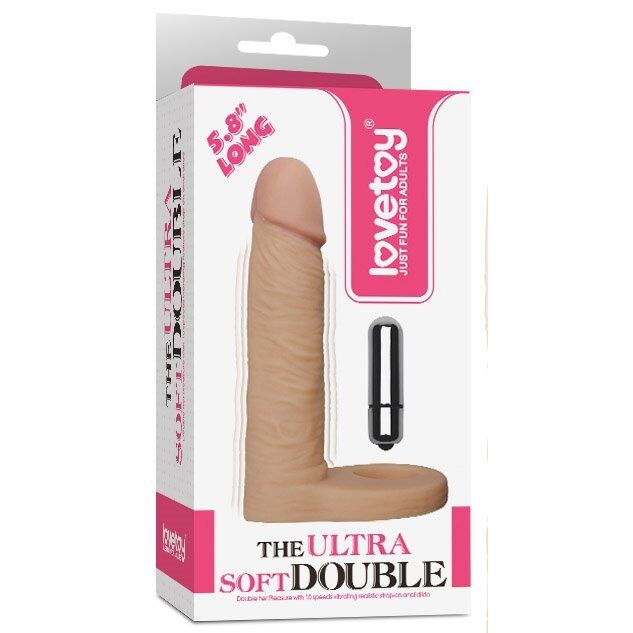 Vibrating Double Penetration DP Cock Ring Anal Sex Slim Dildo Dong Butt Plug