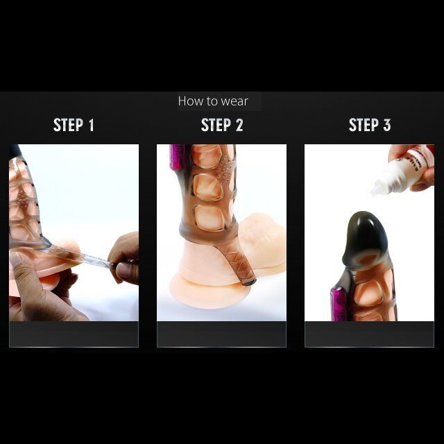 Stretchy Vibrating Male Penis Extension Extender Sleeve Sheath Cock Cage for Men