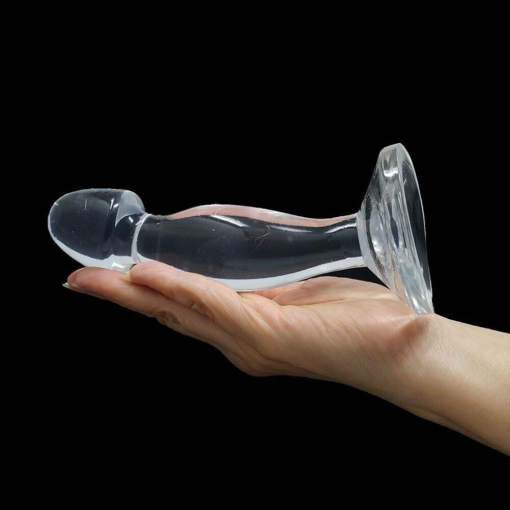 Clear Jelly P-spot Anal Butt Plug Dildo Prostate Massager Probe Suction Cup