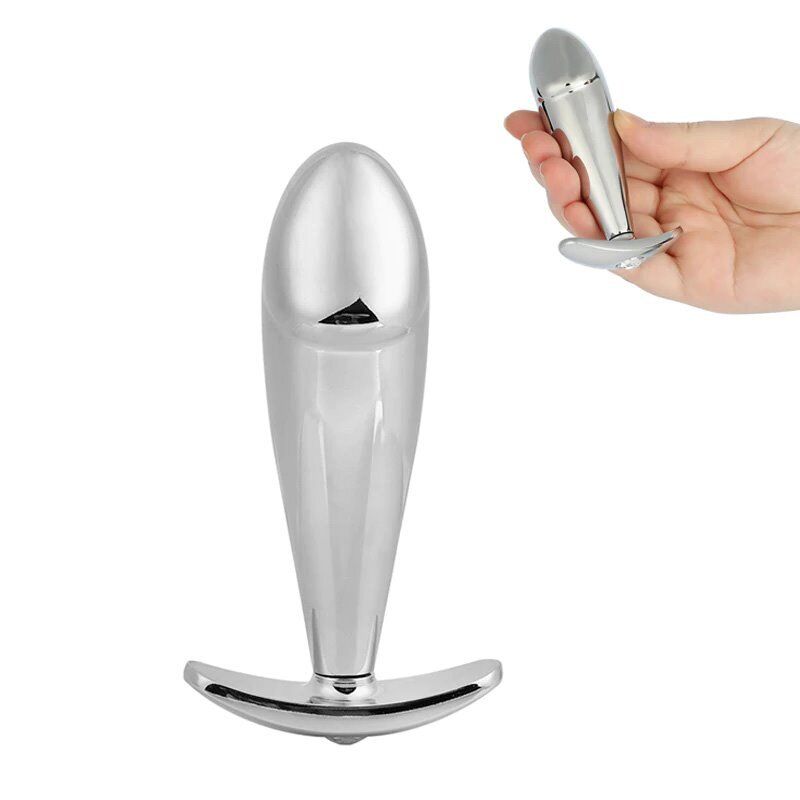 Stainless Steel Wearable Realistic Cock Head Anal Butt Plug Anal Trainer Sex Toy