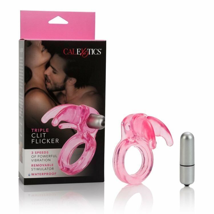 Triple Clit Flicker Vibe Vibrating Love Penis Cock Ring Sex-toys for Men Couple