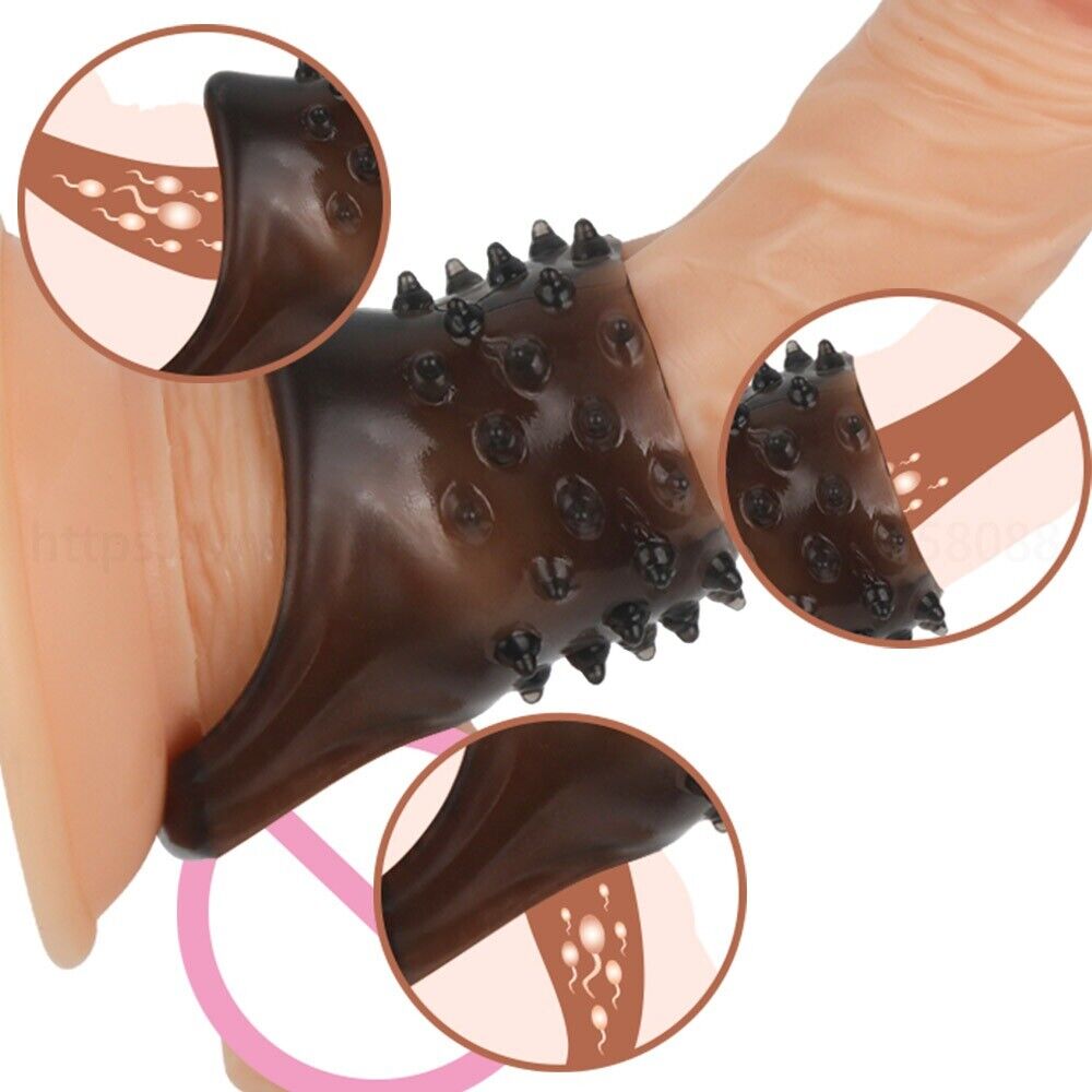 Nubby Male Penis Erection Enhancer Extension Sleeve Cock Cage Ball Ring Sheath
