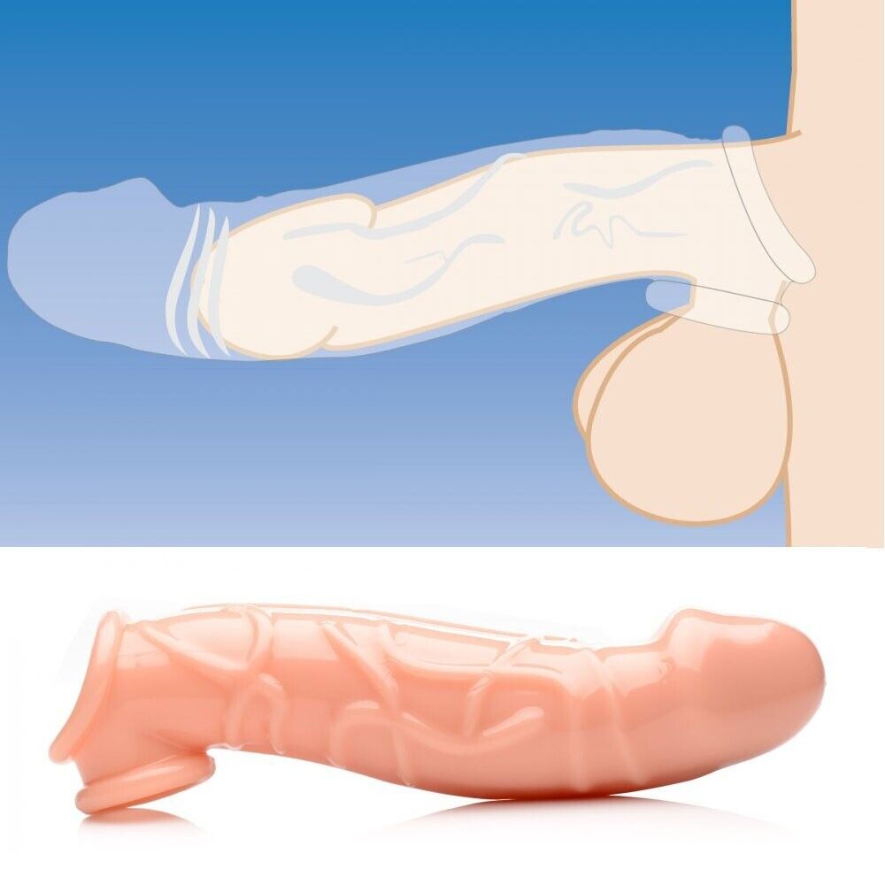 Add 2" Male Penis Extension Sleeve Extender Thick Cock Girth Enhancer Sheath PPA
