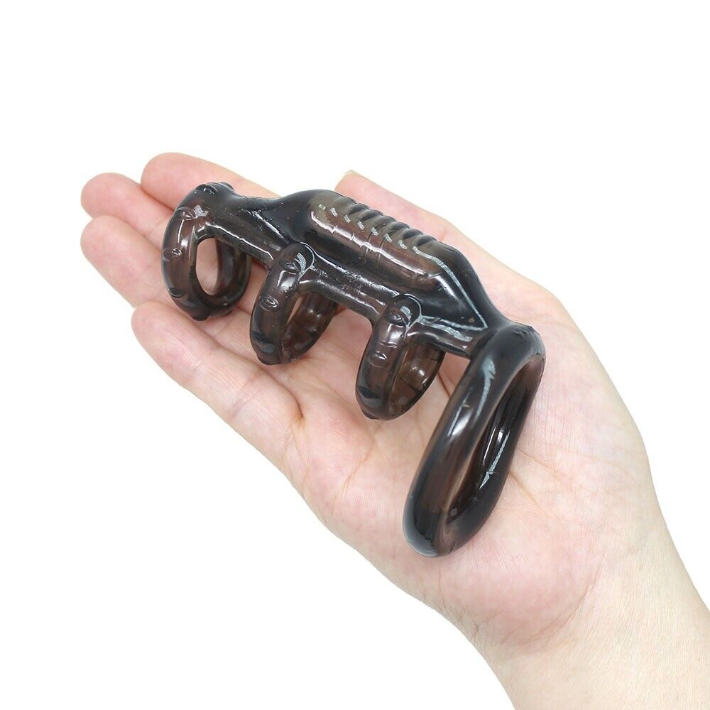 Vibrating Male Penis Ring Cock Cage Girth Enhancer Sleeve Sex Toys