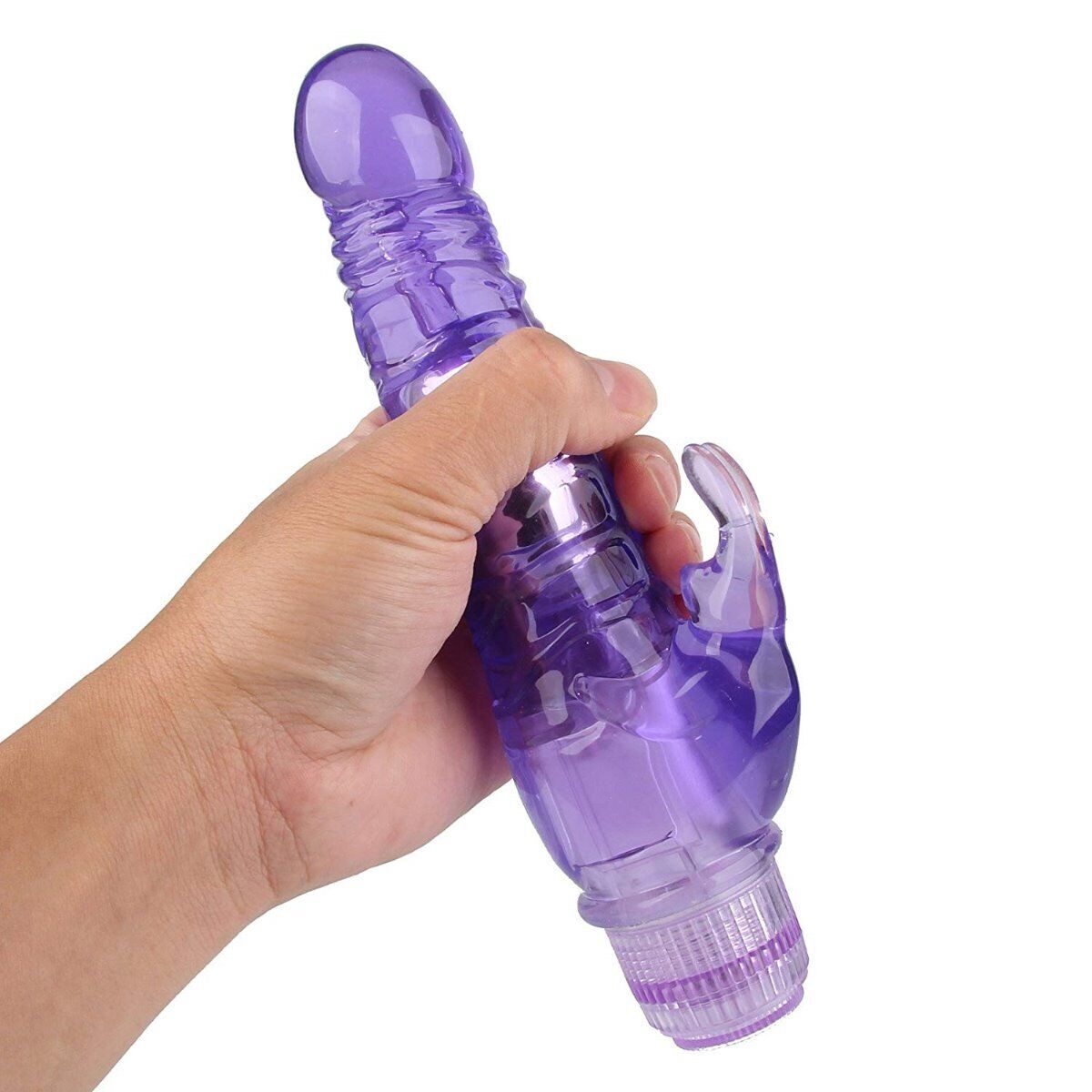 Realistic Jelly Clit G-spot Dual Stimulator Rabbit Vibrator Dildo Female Sex Toy