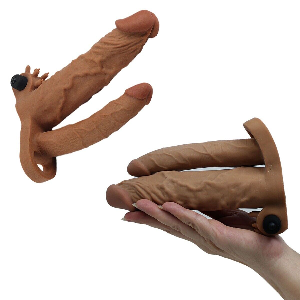 DP Anal Sex Double Penetration Black Cock Penis Extension Sleeve Enlarger