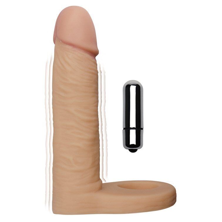 Vibrating Double Penetration DP Cock Ring Anal Sex Slim Dildo Dong Butt Plug