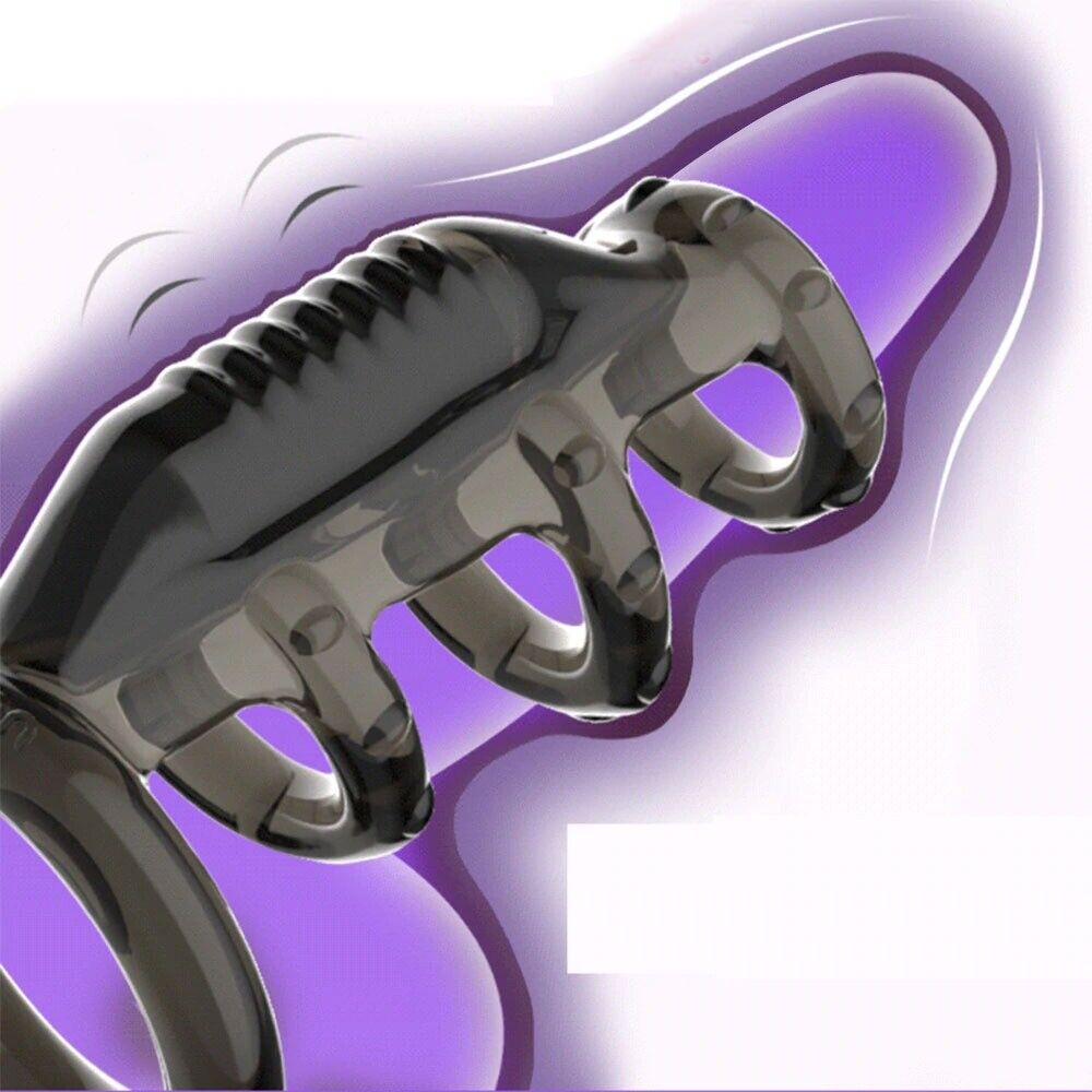 Vibrating Male Penis Ring Cock Cage Girth Enhancer Sleeve Sex Toys