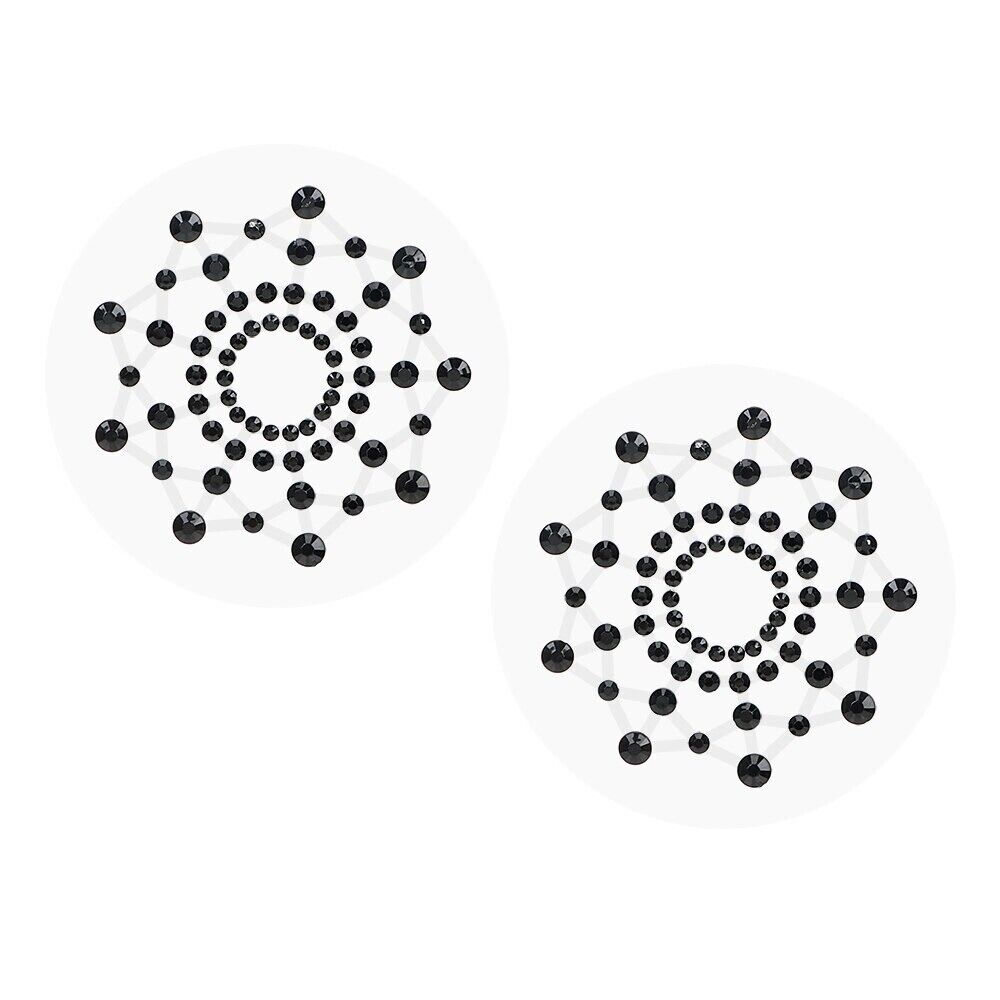 Sexy Self Adhesive Black Rhinestone Breast Nipple Pasties Sticker Body Jewelry