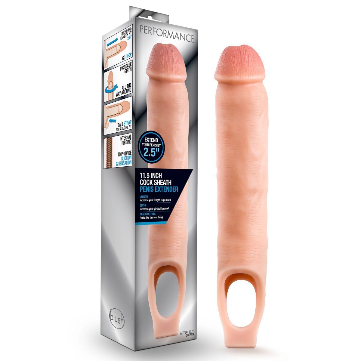 11.5 Inch Cock Sheath Male Penis Extension Extender Girth Enhancer Enlarger