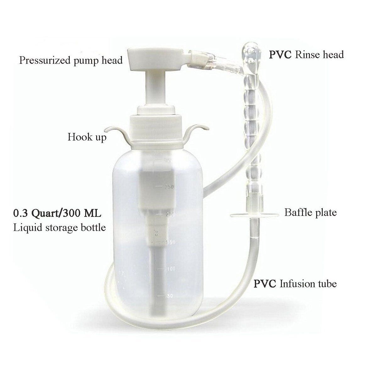 300ml Pump Action Douche Enema Bottle with Nozzle Vaginal Anal Cleaning