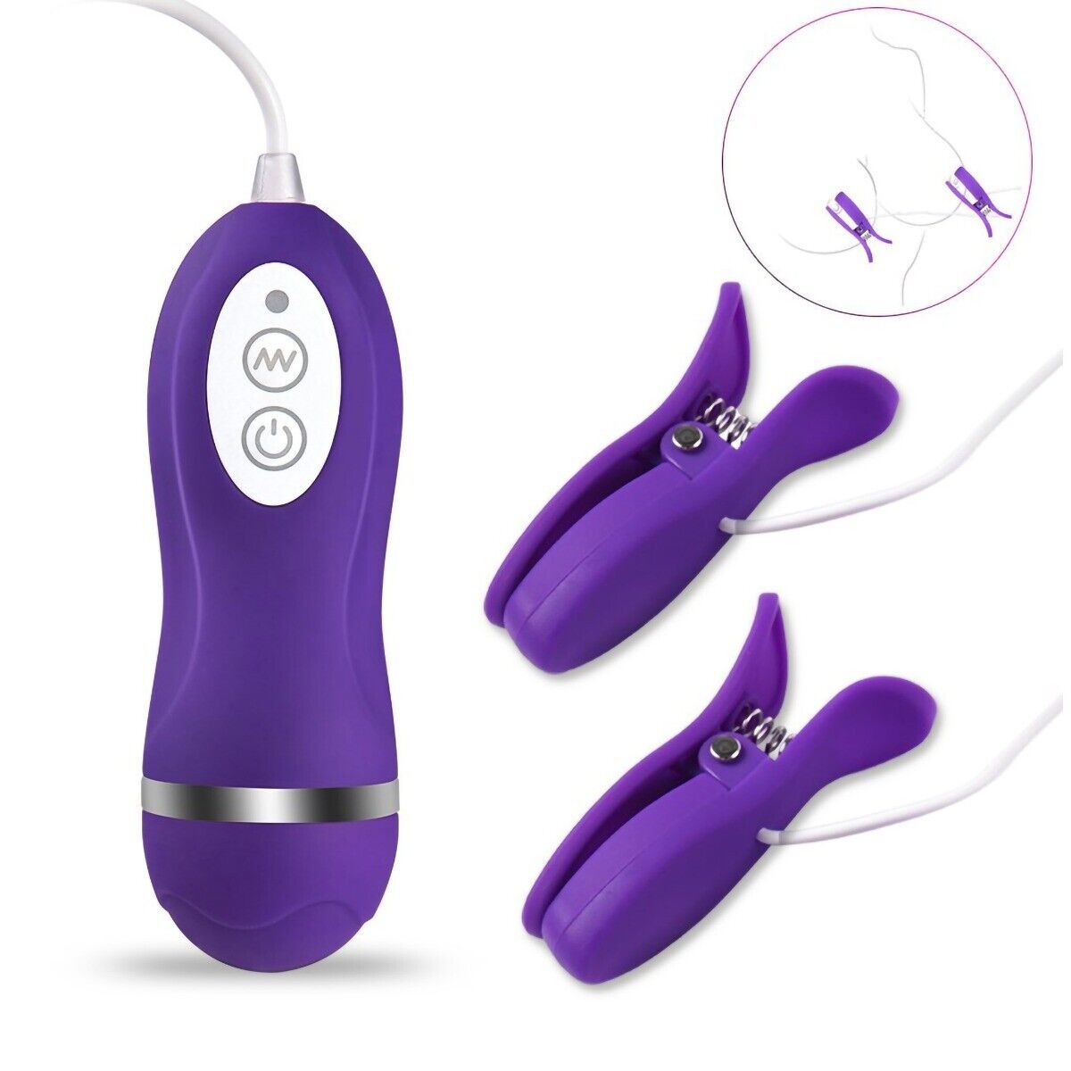 Vibrating Breast Nipple Clamps Clit Clip SM Bondage Sex-toys for Couple Women