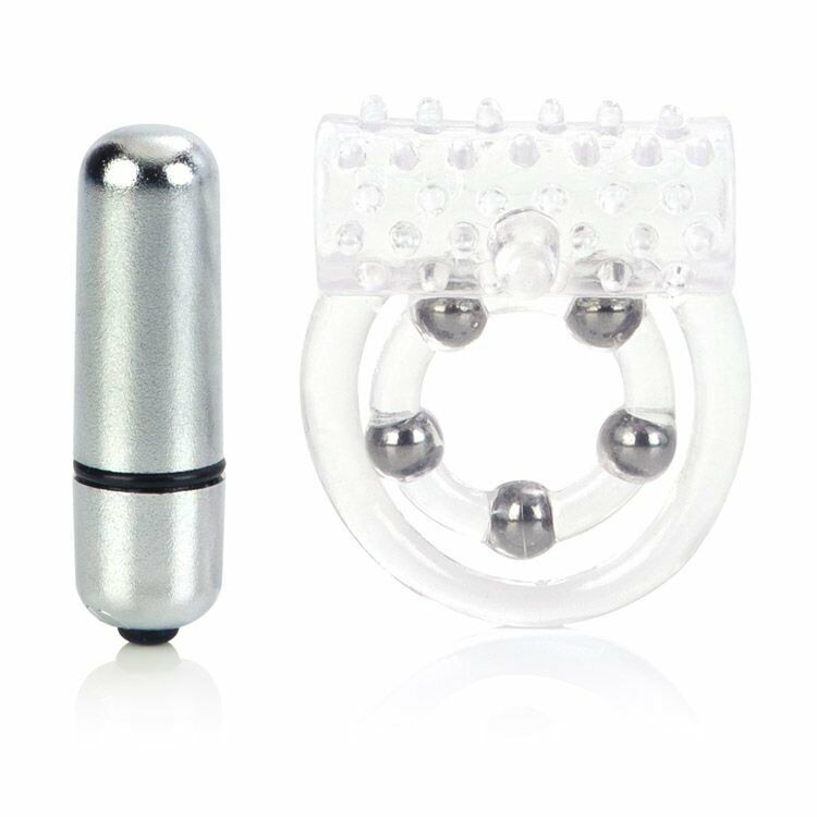 Maximus Vibrating Male Penis Erection Enhancement Cock Ring w/ 5 Stroker Beads