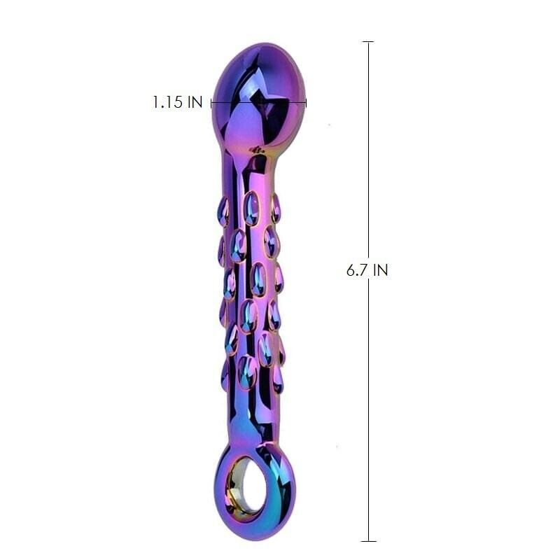 Rainbow Glass G Spot Dildo Anal Butt Plug Prostate Massager Probe Sex Toys