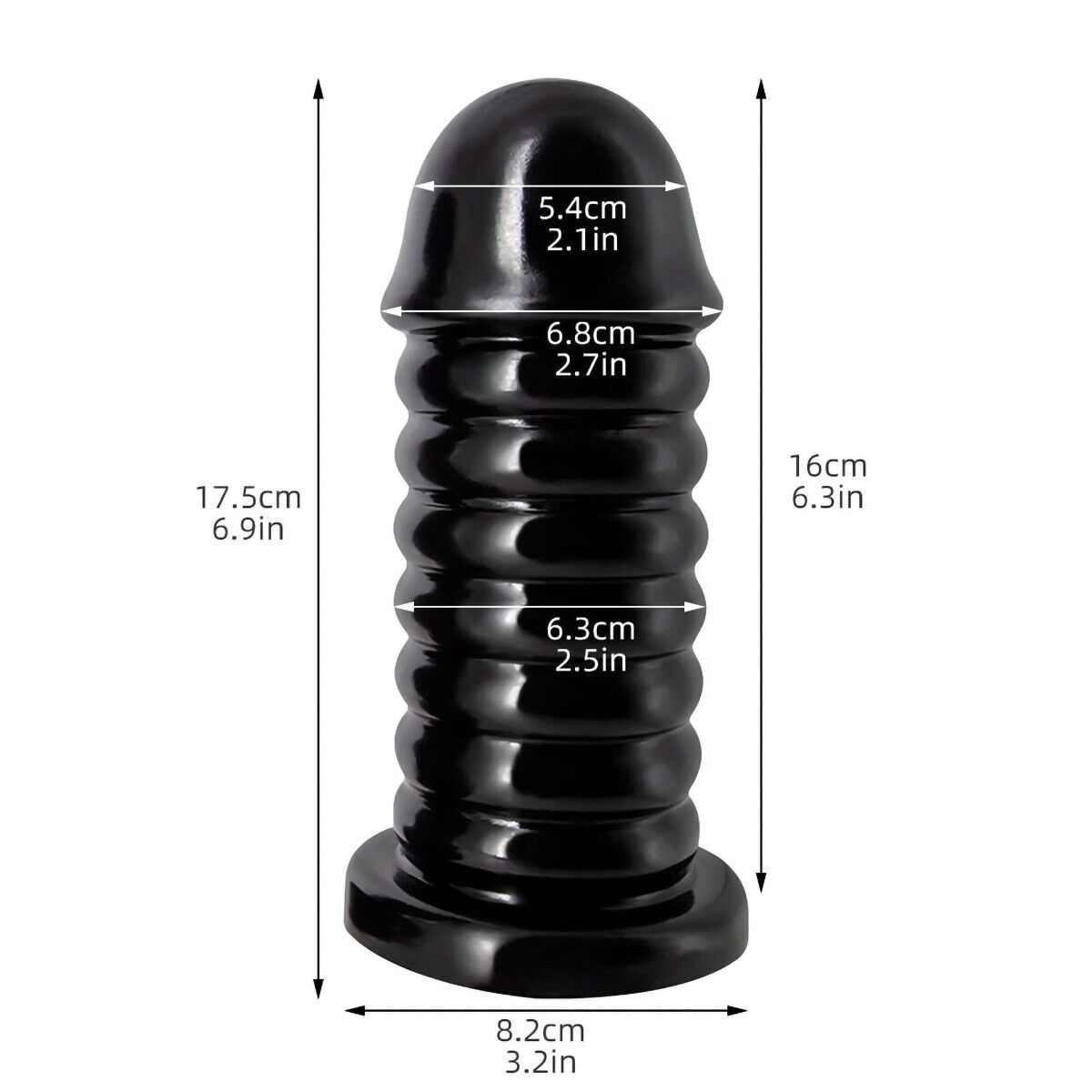 6.9" Large Ribbed Anal Butt Plug Dildo Stretcher Advanced Anal Play Sex Toy