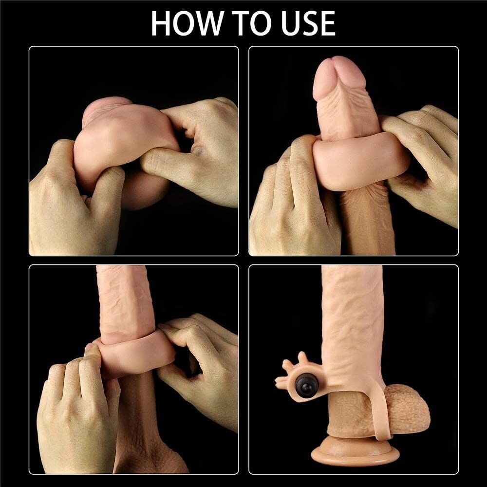 Add 3" Cock Length Vibrating Hollow Penis Extender Extension Sleeve Sheath Ring