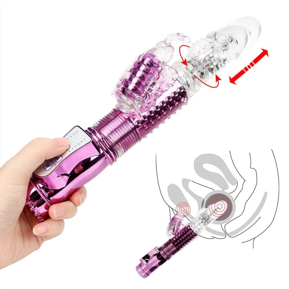 Rechargeable Thrusting Rabbit G-spot Clit Vibrator Dildo Sex-toys for Women