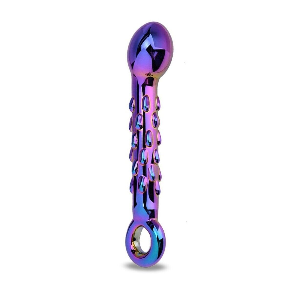 Rainbow Glass G Spot Dildo Anal Butt Plug Prostate Massager Probe Sex Toys
