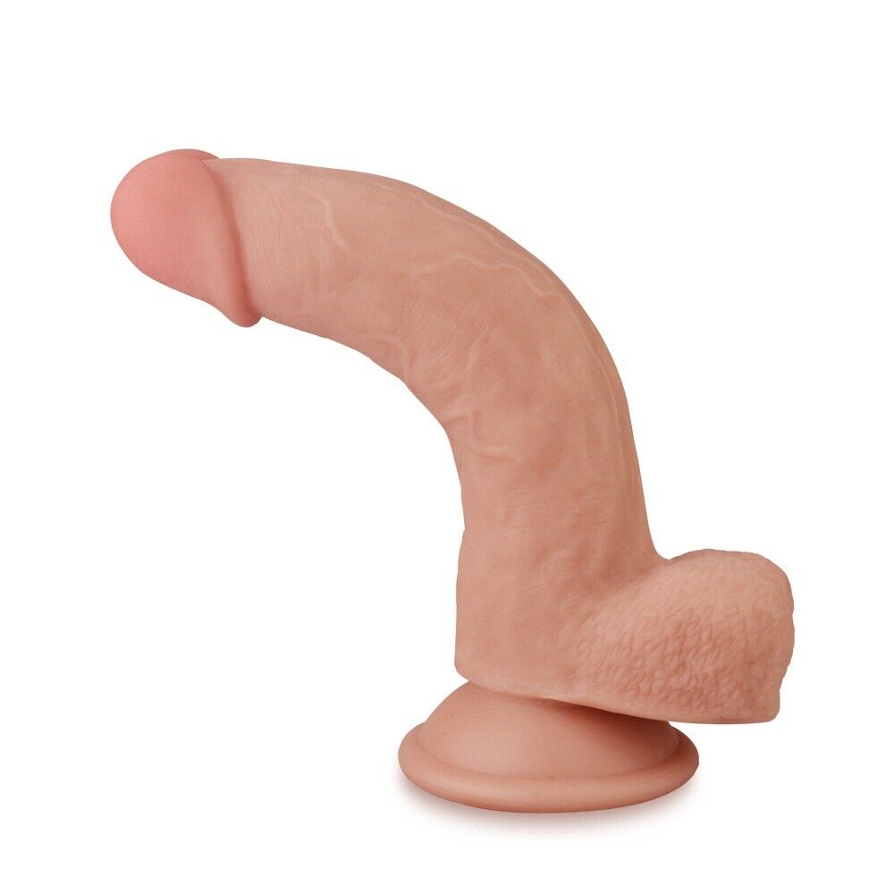 8" Bendable Realistic Soft Sliding Skin G-spot Anal Dildo Dong Suction Cup
