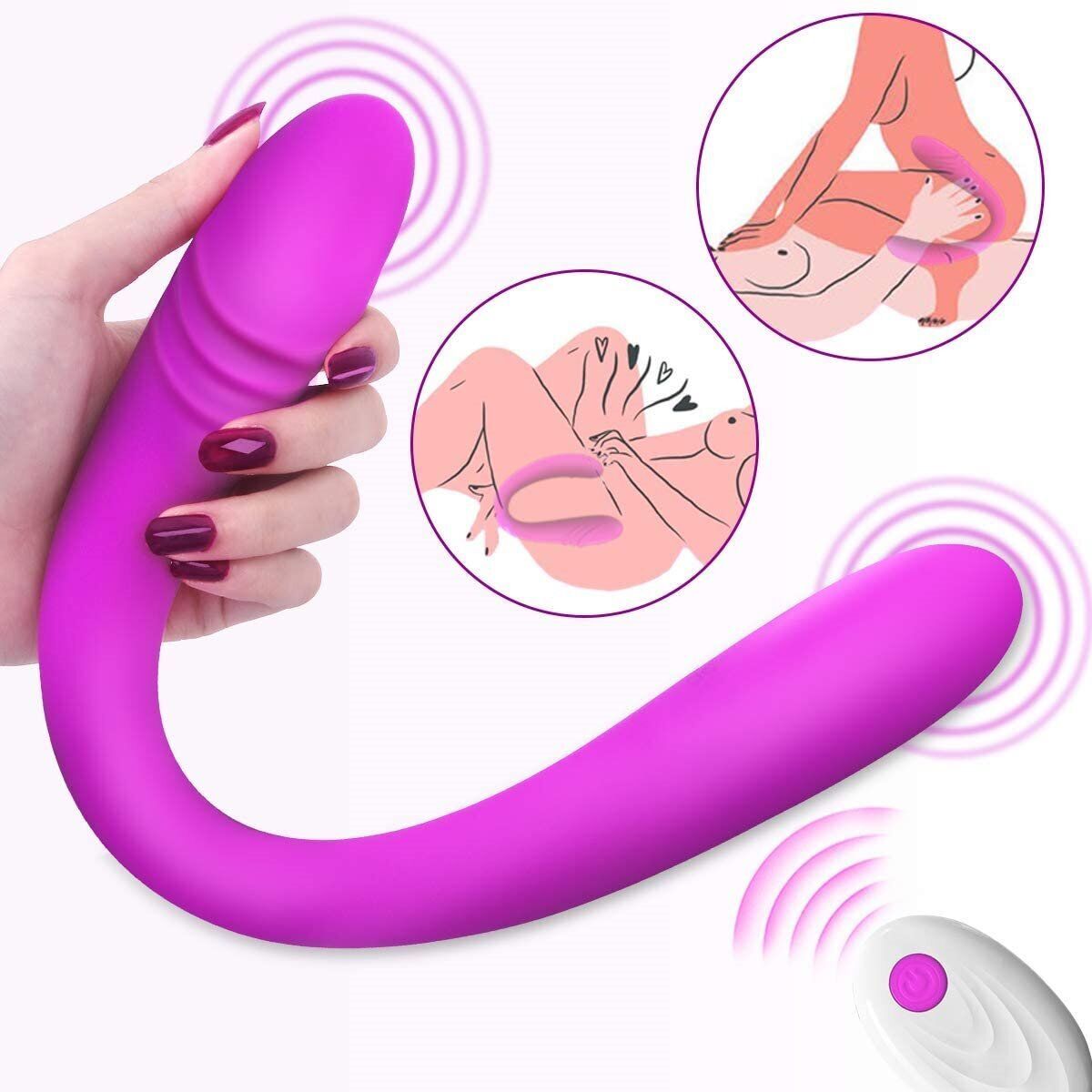 Wireless Flexible Double Ended G-spot Anal Vibrator Dildo Dong Sex-toy for Women