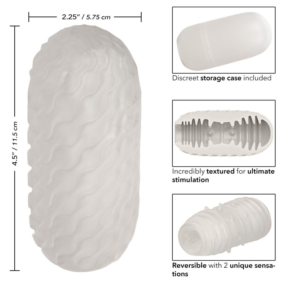 Boundless Reversible Clear Ribbed Stroker Male Masturbator Sleeve Sex Toy