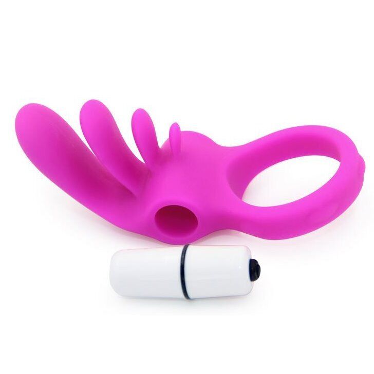 Silicone Vibrating Clit Stimulator Penis Enhancer Cock Ring Sex-toys for Couples