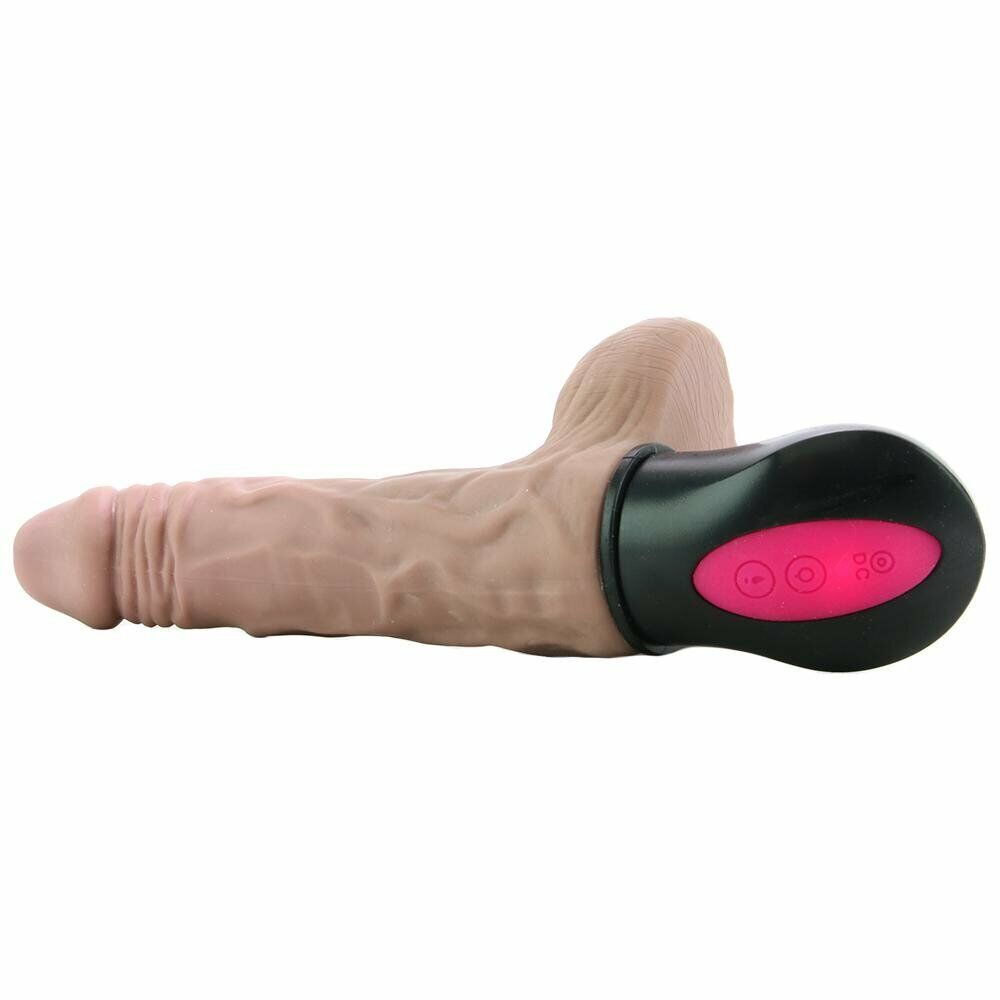 Rechargeable Vibrating Warming Realistic Black Cock Vibe G-spot Anal Dildo Dong
