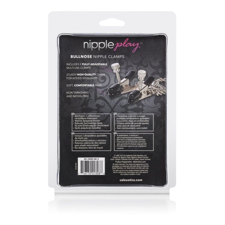 Adjustable Bull Nose Nipple Clamp w/ Chain Breast Jewelery SM Bondage Sex Toy