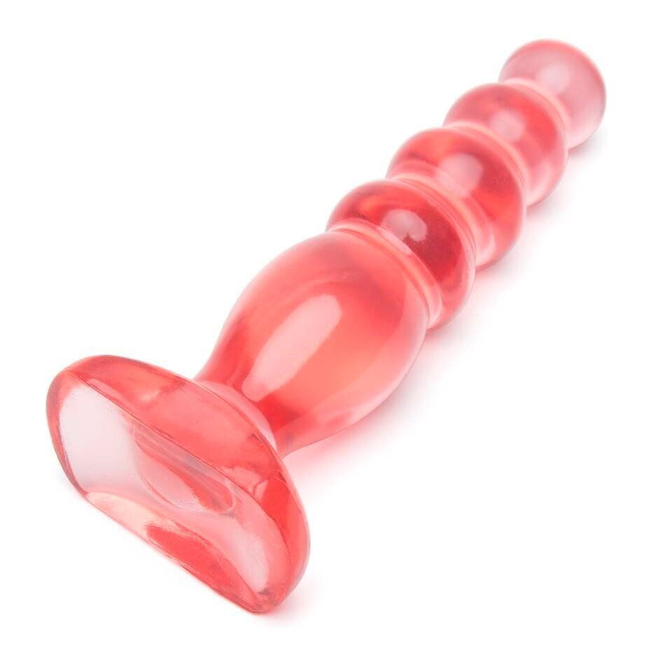 5.5" Crystal Jellies Jelly Anal Delight Anal Sex Butt Plug w/ Orgasm Beads